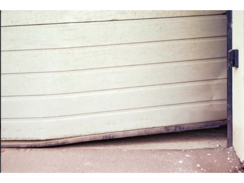 Off-Track Garage Door Repair in Alvin, TX – bottom corner of a garage door popped out of the track.
